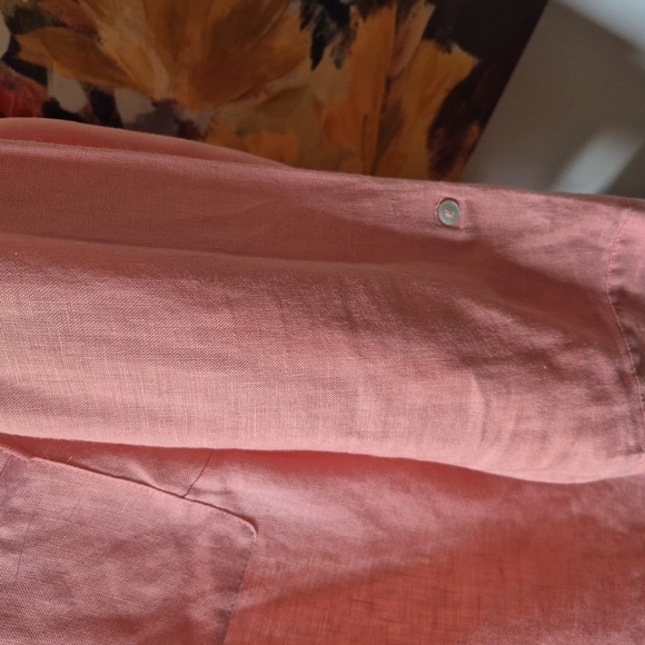 Salmon Button-Up Tunic Blouse With Delicate Accents Xl - Picture 10 of 16
